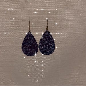 Navy blue leather earrings !!
